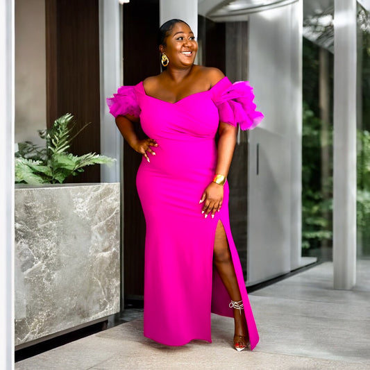 Magenta Ruffle Drama Gown