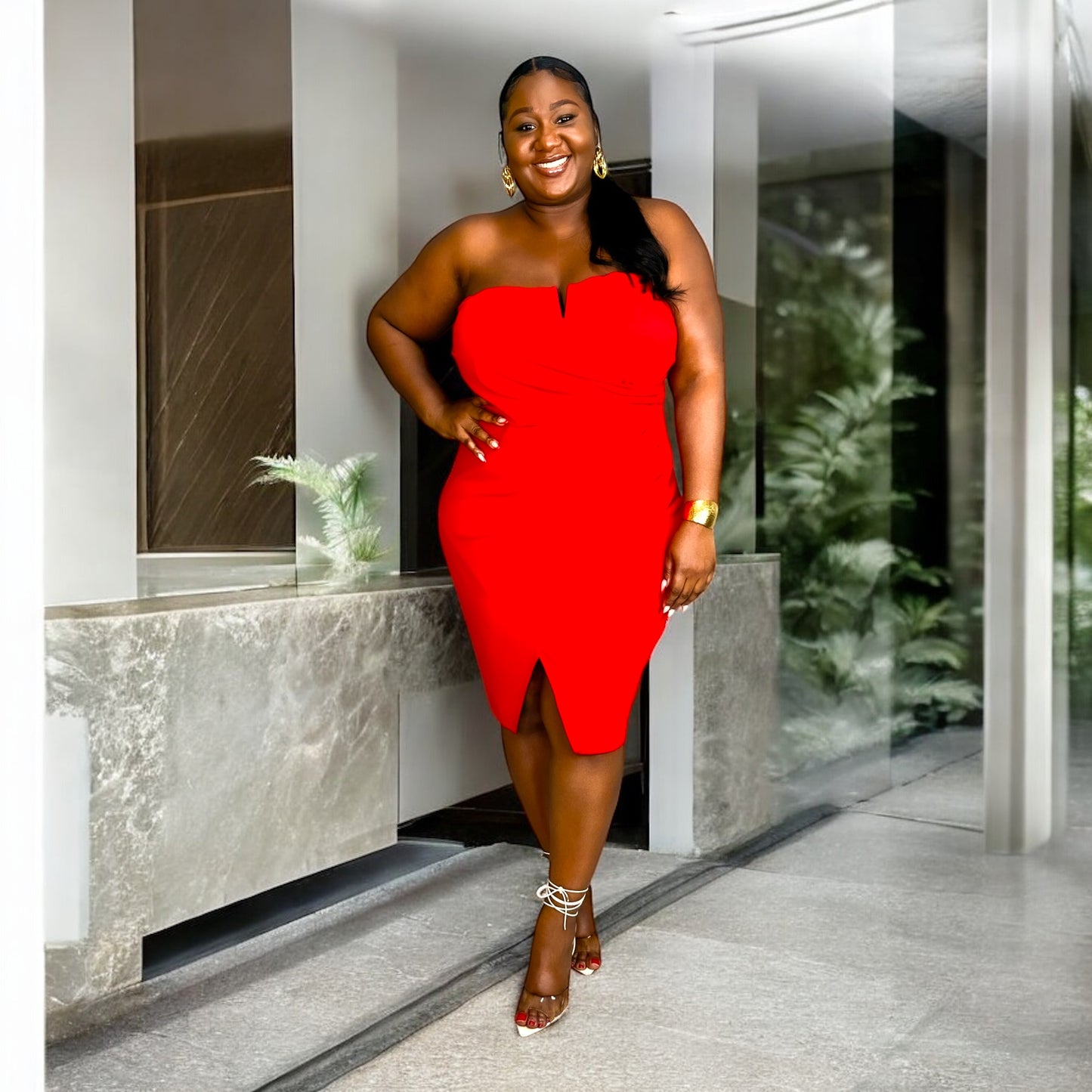 Ruby Red Chic Strapless Mini Dress