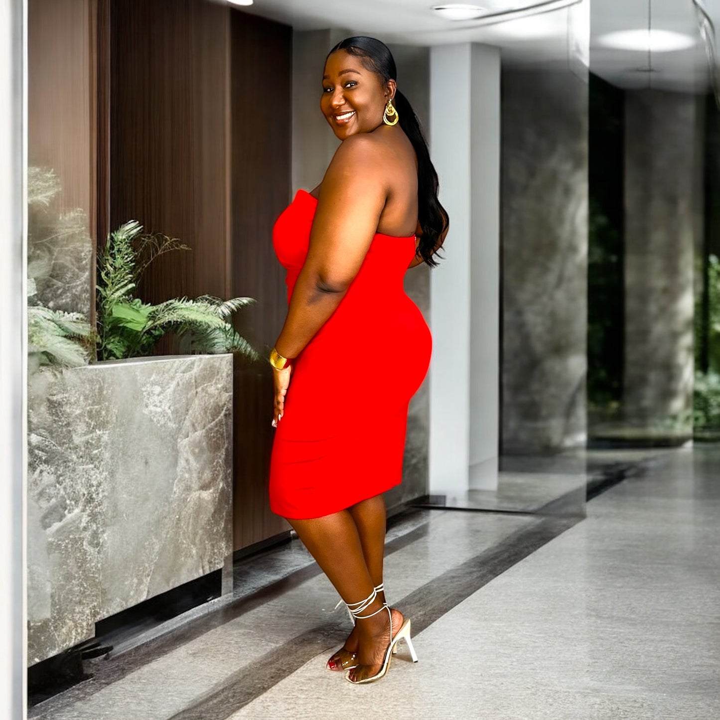 Ruby Red Chic Strapless Mini Dress