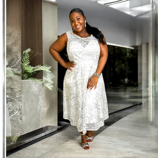 Radiant Grace Lace Midi Dress