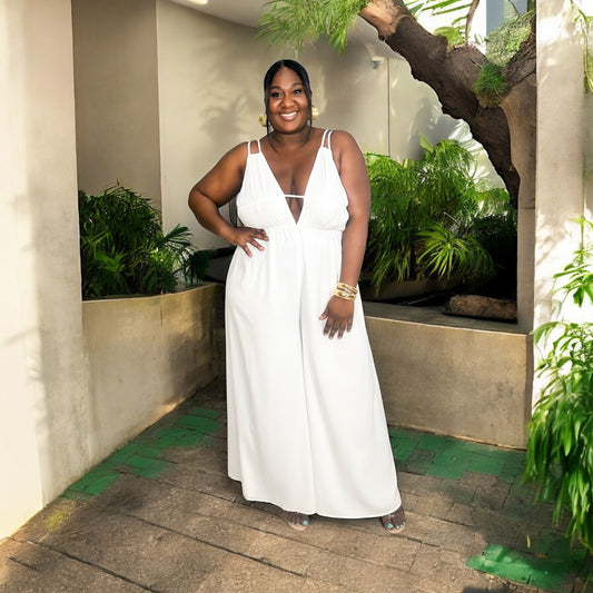 Elegant Flow Wide Leg Jumpsuit – White