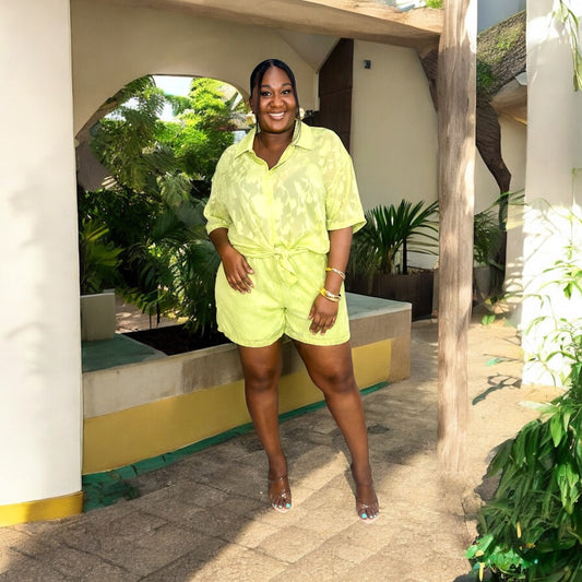 Island Breeze Sheer Short Set – Lime