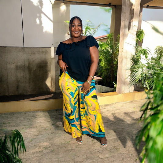 Romance Ruffle Off-Shoulder Top – Black