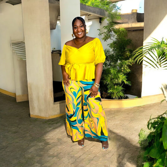 Mango Swirl Wide Leg Pants