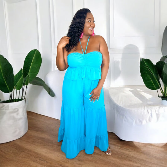 Blue Wide Leg Alter Back Jumper
