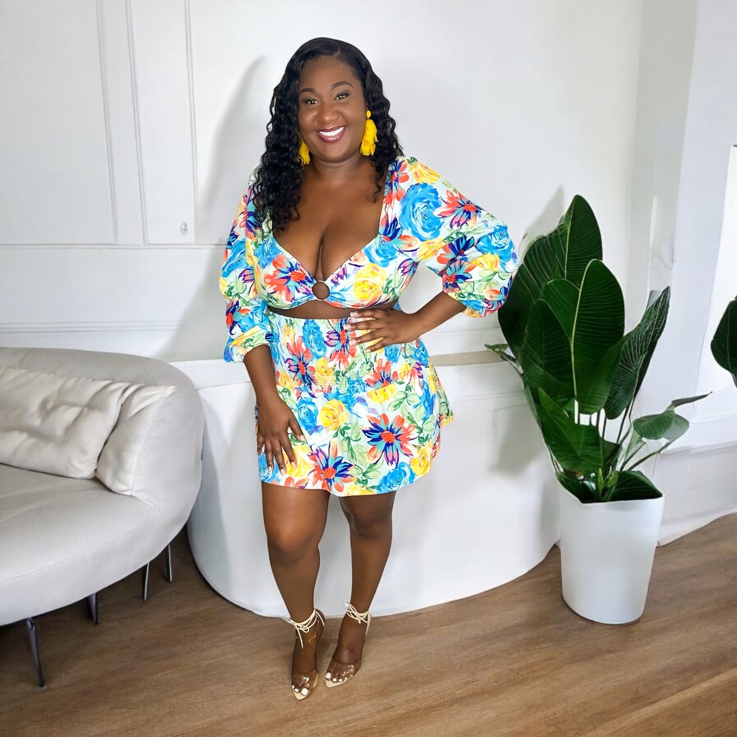 Spring Floral Skirt Set