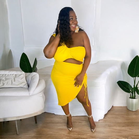 Mustard One Shoulder Dress